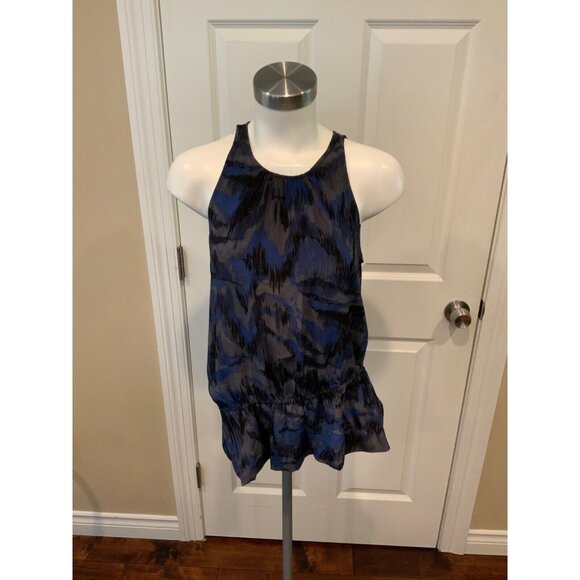 Marc by Marc Jacobs Silk Blue/Gray/Black Patterned, W/ Peplum, Tank Top, Size XS - Picture 1 of 5